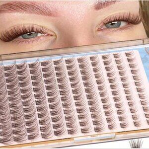 Mavphnee Eye Lash Clusters Brown  Eyelash Extensions Natural Full Length Bond